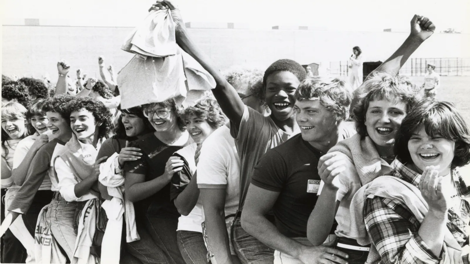Students celebrating in the 1980s