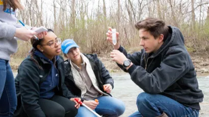 Fredonia science students in an outdoor lab class