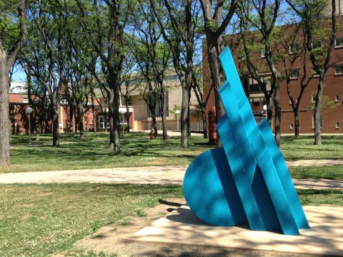 Original steel sculpture by Eric Stein. Collection SUNY Fredonia. 