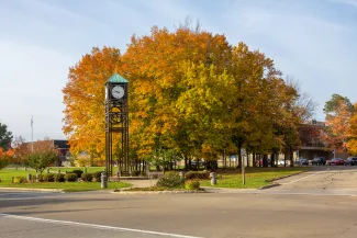 fall view of the clock tower