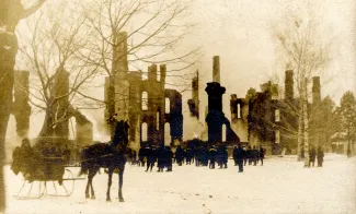 Old Main the morning after the fire