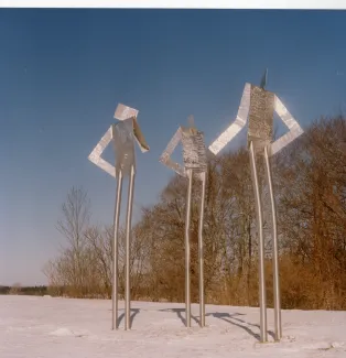 View of 3-Man Hill from close to when it was erected