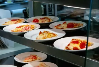 picture of food on plates in the cafeteria